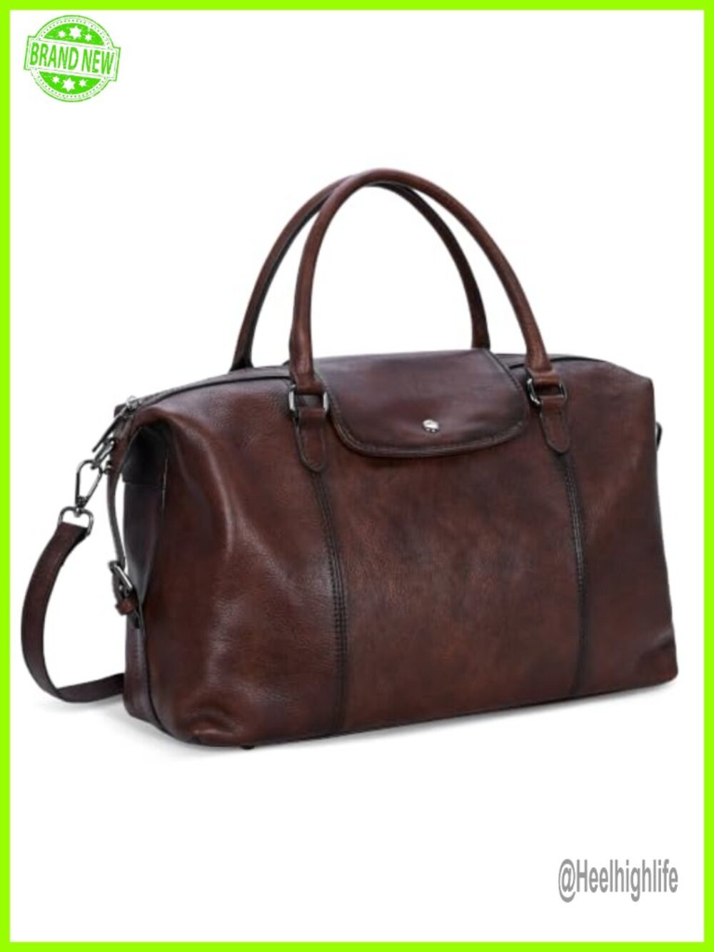Vegetable-Tanned Genuine Leather Satchel Shoulder Bag 3-in-1 Crossbody Tote